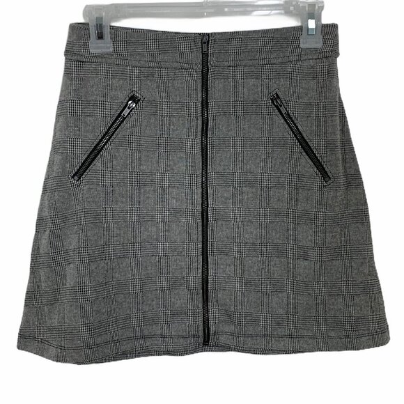 Gap B&W Plaid Mini Skirt NWT Full Zip Front A-line - Picture 1 of 6